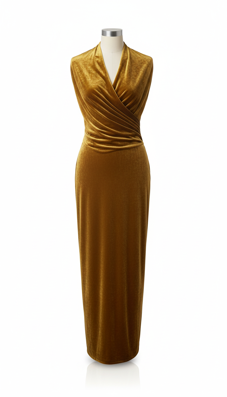 Gilded Ochre Velvet Evening Wrap
