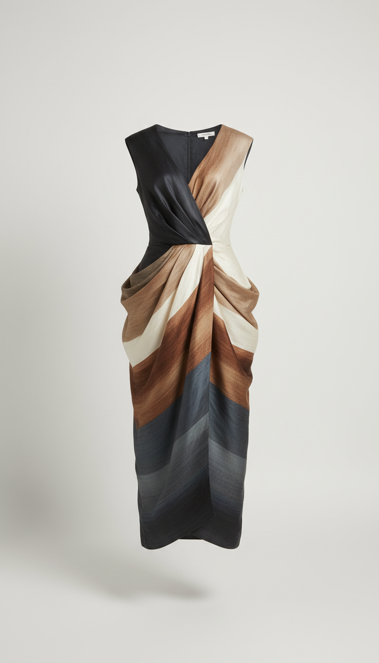 Porcelain Silk Architectural Dress